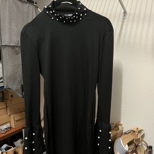 Black dress with pearls